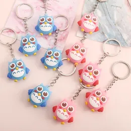 10 sztuk / partia Piękny Soft PCV Sowa Klucz Pierścień Cute Cartoon Zwierząt Key Holder Moda Torba Biżuteria Akcesoria Silikonowe Keychain