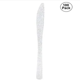 Free shipping Wholesales 2019 100 Pcs Silver Disposable Plastic Knives