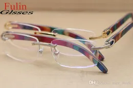 Märke Glasses-Rimless Wood Glasses Luxury Eyeglass Frame Högkvalitativ äkta Hackberry Träramar T8100907 8100908 Storlek 54-18-135mm