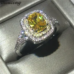 Choucong Career Bridal Anniversary Ring 1ct Yellow Diamond 925 Silver Wedding Band Pierścienie dla kobiet Bijoux prezent