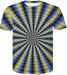 Rabatt Design Casual Loose Printed T-shirt Herrkläder Sommar Ny Vertigo Abstrakt Stereogram Skriv ut Kortärmad T-shirt T-shirt