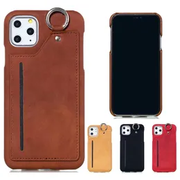 50 st Mixed Sale för iPhone 11 Pro X XR XS Max 6 7 8 Plus Back Credit Card Slot and Metal Hang Ring PU PC Phone Case