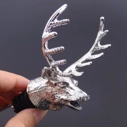 Zinc Alloy Creative Deer Head Wine Bottle Cork Pourer Stoppar Hjort Stag Vinhällare Aerator Bärkare Dekor LX9035