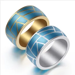男性女性の模造品925シルバードロップ接着剤の指輪ジュエリーUSサイズ7-12のための青いステンレス鋼のバンドリング