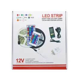Edison2011 30LEDs RGB LED Strip Light IP20 5050 Flexible Ribbon LED Light Strip DC12V 5M Remote Full Kit for Indoor in Retail Box