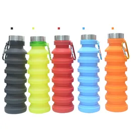 New Arrival 550ml Silicone Folding Cup Portable Silicone Foldable Water Bottle Collapsable Travel Drinking Water Cup