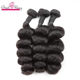 Greatremy Loose Wave Hair Buntles Brasilianska Virgin HairExtensions Humanhair Weft 8-30Inch Naturlig färg toppkvalitet