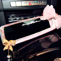 Espejo retrovisor Interior de diamante para coche, decoración de flores y mariposas ostentosas para niñas y mujeres, accesorios para automóviles 221u, 1 ud.