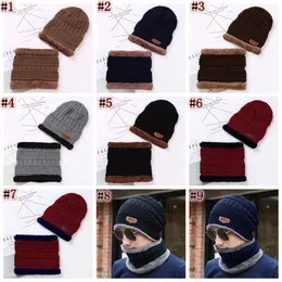 Beanie Hut Schal Set Strickhüte warm verdickter Winterhut für Männer und Frau Unisex Baumwoll Beanie Strickkappen ljjz848