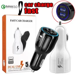 QC3.0 3.1A Fast Car Charger Dual USB 9V 2A 12V 1.2A Fast Charging Phone Charger For Mobile Phone with Retail Package