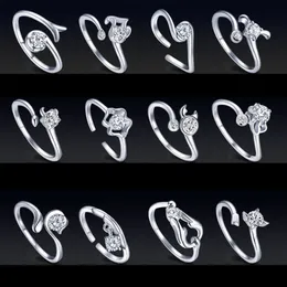 horoscope sign ring Female opening CZ Rings 12 retro couple Twelve signs fashion jewelry for women gift drop ship