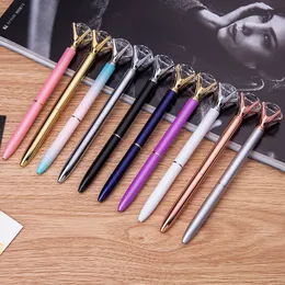 Crystal Diamond Ballpoint Pens Fashion School Office Supplies NEW Design Big Gem Metal Ball Pen Student Gift