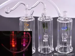 LED Mini Bong Gruby Heady Bubbler Glass Dab Rigs 5 Cal Oil Rig 10mm Female Beaker Bong Recycler Pyrex Water Bongs DHL za darmo