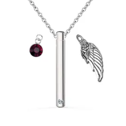 Cilindro Ciondolo Urn Collana per Memorial Ashes Birthstone Angel Wings con acciaio inox Keepsake Ash Jewelry