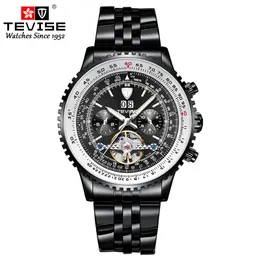 TEVISE Men Mechanical Watch Stainless Steel Tourbillon Automatic Watch Fashion Men Business Wristwatch Relogio Masculino