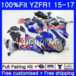 Einspritzkörper für Yamaha YZF R1 1000 YZF-R1 15 16 17 243HM.13 YZF-1000 blau YZF R 1 YZF1000 glänzend weiß YZFR1 2015 2016 2017 Verkleidungsset