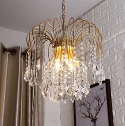 K9 크리스탈 샹들리에 유럽 스타일의 빈티지 금속 빛 거실 침대 방 광택 펜던트 램프 Myy