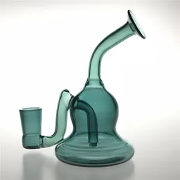 Nuovi bong per acqua in vetro da 4,5 pollici con becher in vetro spesso colorato verde scuro da 14 mm Riciclatore Accessori per bong freddi