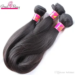 greatremy 100％マレーシア人の髪の伸縮性がremy人間の髪の束16 "18" 20 "自然な色3pcsダブルサイシキーストレートの髪
