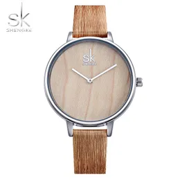 Shengke Nowe kreatywne kobiety zegarki dla drewnianych zegarek na drewniane modne zegarek prosta kwarcowa ręka Relogio feminino322U