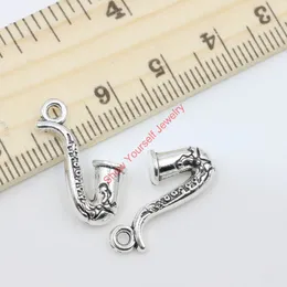 Wholesale-Antique Silver Plated Music Sax Charms Pendants for Jewelry Making DIY Handmade 22x11mm D405 Jewelry making DIY