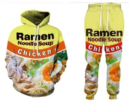 Partihandel - Nya Mode Män / Kvinnor Nudelkött Kyckling Sweatshirt Joggers Rolig 3D-tryck Unisex Hoodies + Pants ZZ07