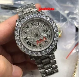 銀のステンレス鋼のダイヤモンドの腕時計サイズ40mm大きなダイヤルファッションホット人気の時計メンズ自動メカニカルウォッチ送料無料