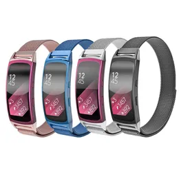 Rostfritt stål Armband Milanese Magnetic Loop Band för Samsung Gear Fit 2 Fit2 Pro med Connector Smart Watch Strap Belt Watchband