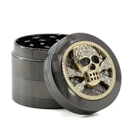 herb grinder DHL new 4 layers CNC teeth zinc alloy tobacco grinder skull on top fast shipping
