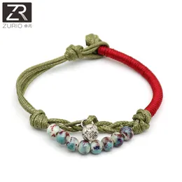 Fashion- Bohemia Bracelets Ceramic Beaded Leather Bracelet & Bangles For Women Colorful Bead Leaf Pendant Bell Wholesale