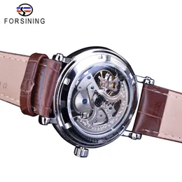 Forsining Wasserdichte Getriebe Blume Bewegung Transparent Leder Uhr Männer Skeleton Automatische Mechanische Uhren Top Marke Luxury2471