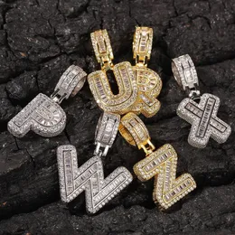 iced out A to Z 26 letters pendant necklace for men women hip hop luxury designer bling diamond letter pendants gold silver jewelry gift