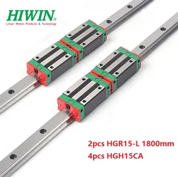 2pcs первоначально новый HIWIN HGR15 - 1800мм линейные направляющие / рельса + ​​4шт HGH15CA линейные узкие блоки для Фрезерно частей