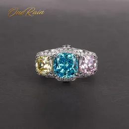 OneRain Vintage 100% 925 Silver Аквамарин Сапфир Цитрин Diamonds Gemstone Wedding Engagement Женщина Мужчина ювелирные изделия кольцо CJ191205