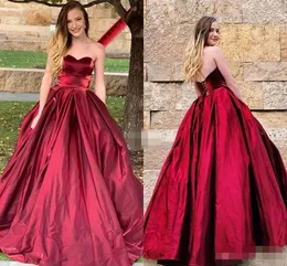 Simple Prom 2020 Bury Dresses Ball Gown Sweetheart Halsbindning korsett Back Golvlängd Custom Made Satin Evening Formal OCN Wear