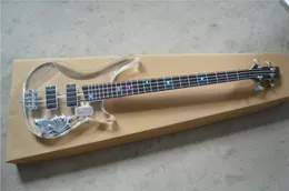 Nowy Wysokiej Jakości Akrylowe Plexiglass Transparent 4 String Elektryczny Gitara Basowa LED Lights Palec Płytka wolna od wysyłki