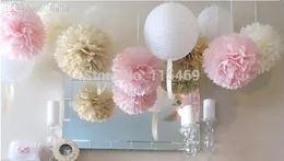 Partihandel-Artificial Flower Wedding Decoration Gratis Frakt 50 st 10 "25cm 26colors Pappersvävnad Pom Poms Bouquet Flower Balls Dusch