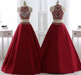 Gorąca wyprzedaż Dwie kawałki sukienki na studniówkę genialne czerwone z szalenstonem sukienki na imprezę mody A-line wieczorowe sukienki balowe hy1535