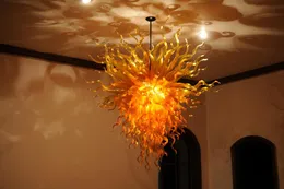Bernsteinfarbenes künstlerisches Design, handgefertigte Murano-Glas-Pendelleuchte, Glas-Kronleuchter, handgefertigte Kronleuchter-Beleuchtung aus mundgeblasenem Glas
