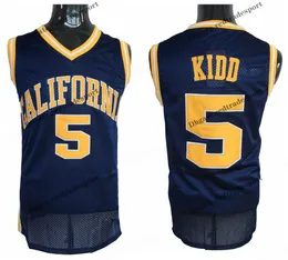 Mens California Golden Bears Jerson Kidd College Баскетбол Майки Home Blue Vintage # 5 Сшитые рубашки Джерси S-XXL