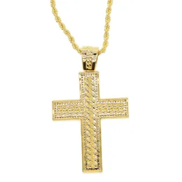 Partihandel- Cross Pendant Necklace for Men 2019 New Deisng Cuban Link Chain Crosses Iced Out Bling Hip Hop smycken för män pojke