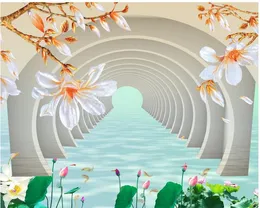 Modern elegant atmosfär 3D Arch Magnolia TV bakgrundsvägg 3D -väggmålningar tapeter för vardagsrum