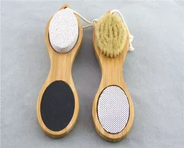 Exfoliating Dead Skin Remover Foot Massager Wooden Feet Brush with Natural Boar Bristle and Pumice Stone Best quality