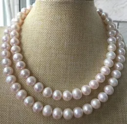 Envío Gratis doble filamentos 10-11mm blanco redondo collar de perlas 18 "19" 925