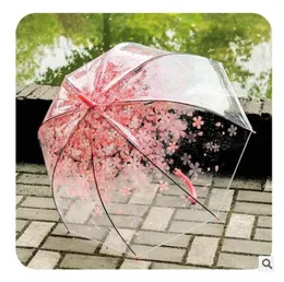 Fiore di ciliegio Ombrello trasparente Manico lungo Ombrelli da pioggia da  sole Donna Ragazza Trasparente Principi Ombrello da damigella d'onore 4