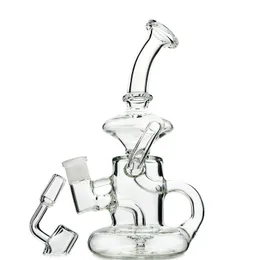 5mm Kalın Klein Cam Bong Tornado Percolator Recycler Nargile 8 inç Su Boruları 14mm Kadın Eklem Yağı Dab Kuleleri Kuvars Banger veya Kase