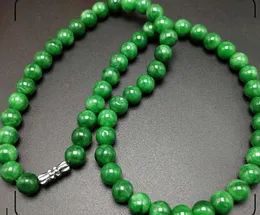 Dinheiro Cadeia de New atacado 8 milímetros Myanmar Emerald Necklace Bola Bead Colar Mulheres presente