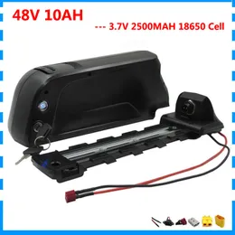 500W 48V 10AH down tube ebike battery 48V lithium 18650 bike battery pack with 5V 1A USB port 15A BMS 54.6 V 2A Charger