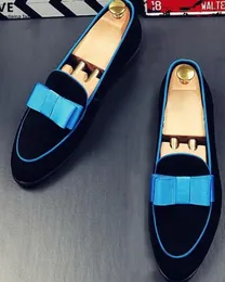 2019 Sommardesigner Härlig Bowknot Men Velvet Loafers Gentel Slippers Skor Luxury Ballerina Flats Eleganta Mocassins Homens