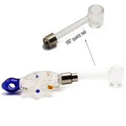 Wholesale CSYC Pipe Kit Smoking Straw Glass Pipe With 510 Thread 45 180 degree Quartz Banger Nail Glass Water Pipes Oil Rig Bongs